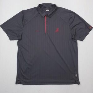 Alabama Crimson Tide Shirt Mens 2XL Gray Nike Dri Fit NCAA Football Polo